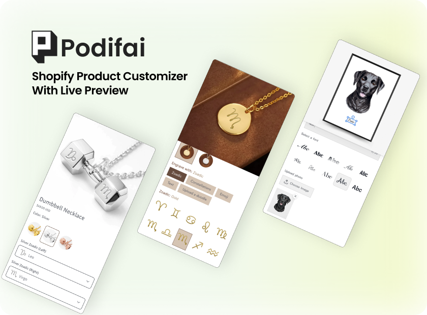 Podifai — No-code Shopify product customizer with live preview