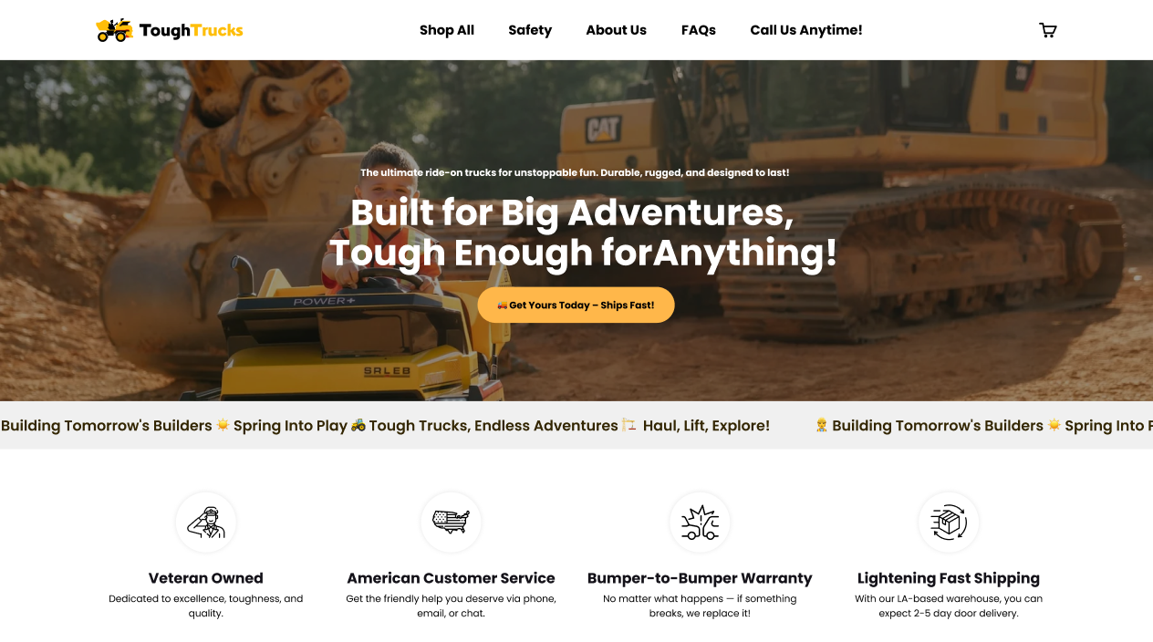 Tough Trucks — rugged off-road accessories Shopify storefront