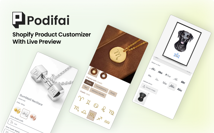Podifai — no-code Shopify product customizer with live preview